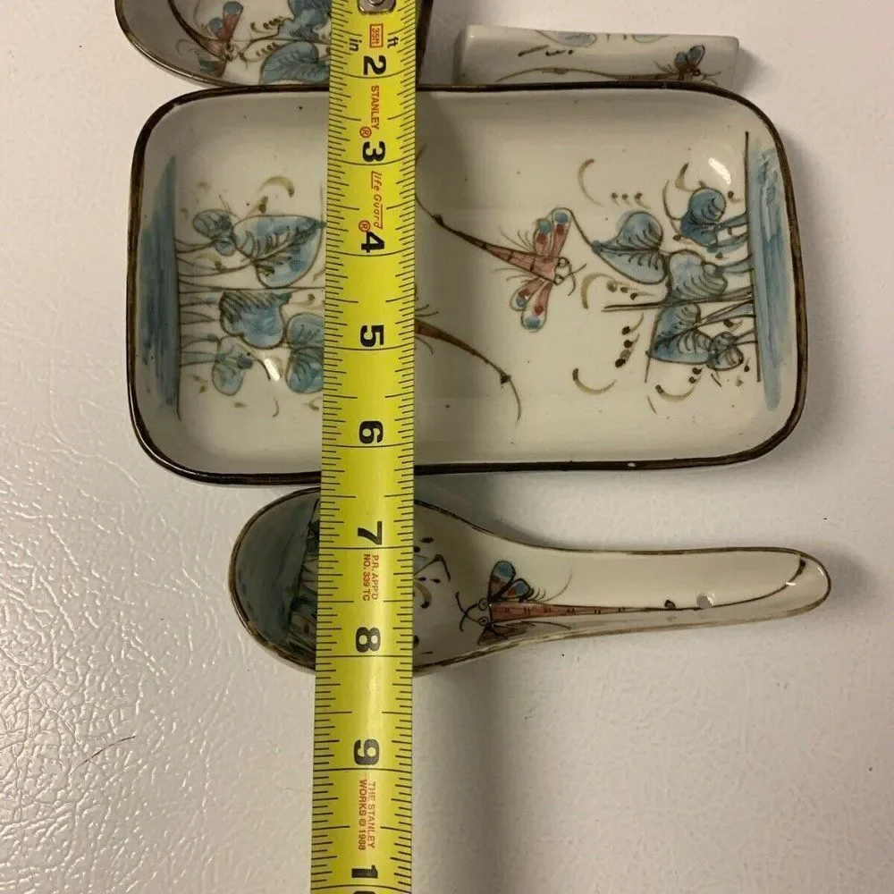 Vintage Set Asian Spoon Chop Stick Rest